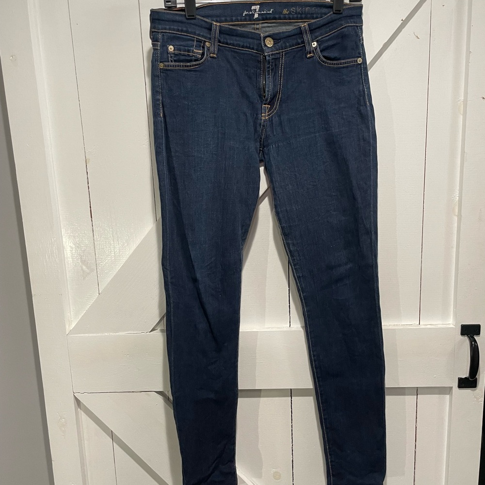 7 For All Mankind Blue Skinny Jeans The Skinny